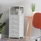 5-Drawer White Fabric Dresser – Sturdy Metal Frame & MDF Top, Tall Clothes Organizer with Adjustable Feet, Space-Saving Storage for Bedroom, Nursery, Entryway